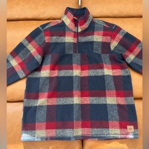 Vintage Flannel Plaid Quarter-Zip Fleece Pullover